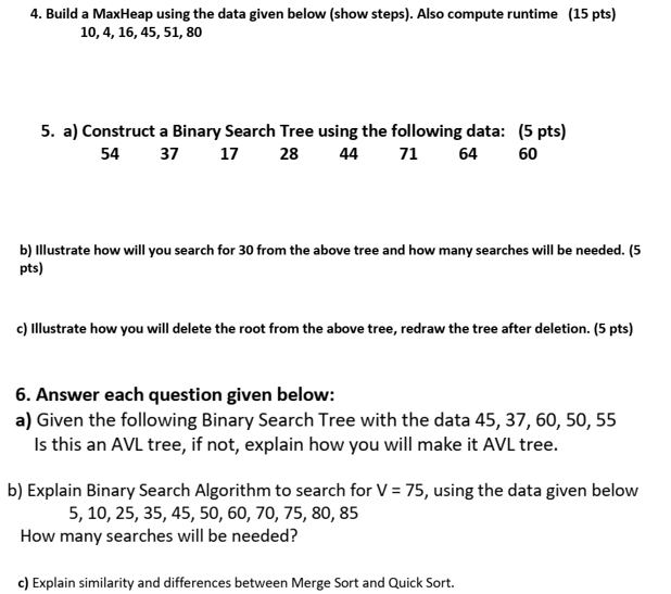 Solve a quiz based on data structures and algorithms 3